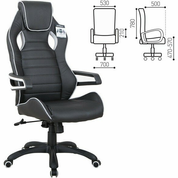 Кресло компьютерное BRABIX "Techno Pro GM-003", экокожа, черное/серое, вставки серые, 531814 Серый Кресло компьютерное BRABIX "Techno Pro GM-003", экокожа, черное/серое, вставки серые, 531814 Серый